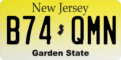 NJ license plate B74QMN
