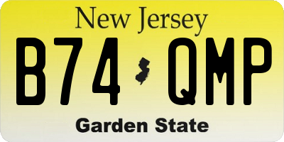 NJ license plate B74QMP