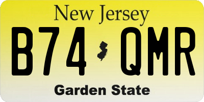 NJ license plate B74QMR