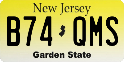 NJ license plate B74QMS