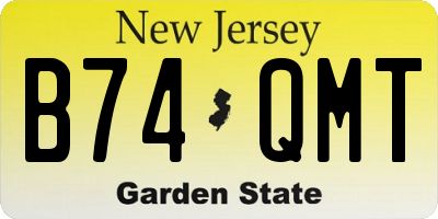 NJ license plate B74QMT