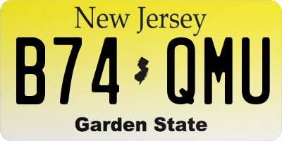 NJ license plate B74QMU