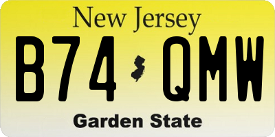 NJ license plate B74QMW