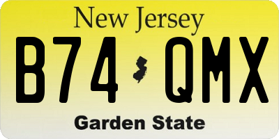 NJ license plate B74QMX
