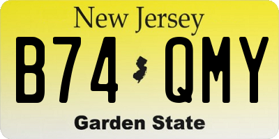 NJ license plate B74QMY