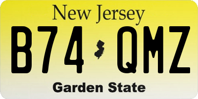 NJ license plate B74QMZ