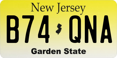 NJ license plate B74QNA
