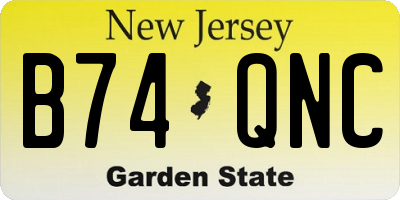 NJ license plate B74QNC