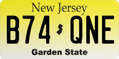 NJ license plate B74QNE