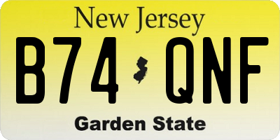 NJ license plate B74QNF