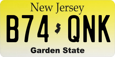 NJ license plate B74QNK