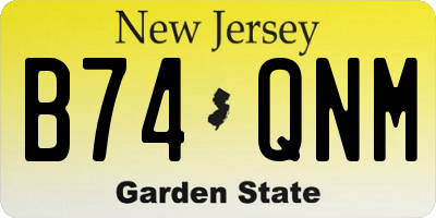 NJ license plate B74QNM