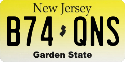 NJ license plate B74QNS