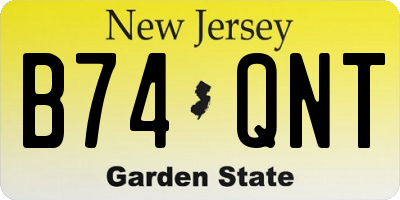NJ license plate B74QNT
