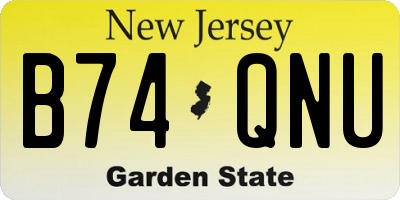 NJ license plate B74QNU