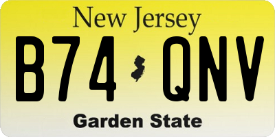 NJ license plate B74QNV