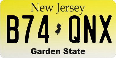 NJ license plate B74QNX