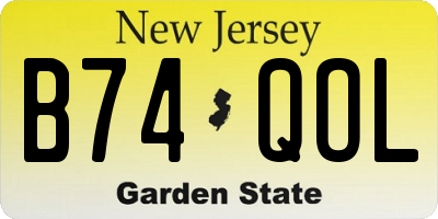 NJ license plate B74QOL