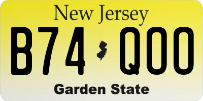 NJ license plate B74QOO