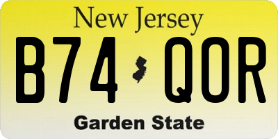 NJ license plate B74QOR