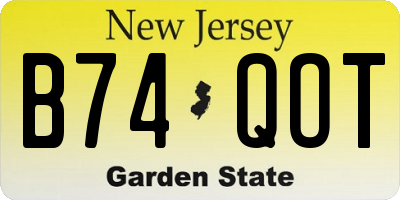 NJ license plate B74QOT