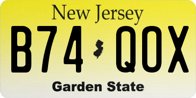NJ license plate B74QOX