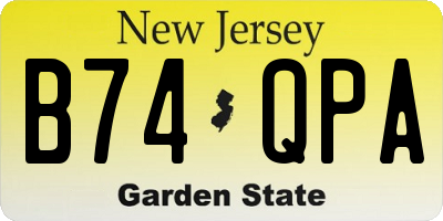 NJ license plate B74QPA