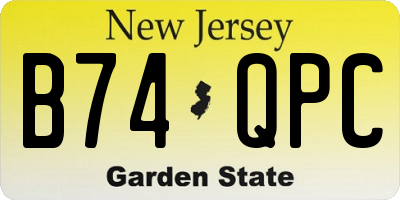 NJ license plate B74QPC
