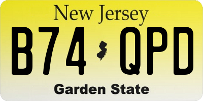 NJ license plate B74QPD