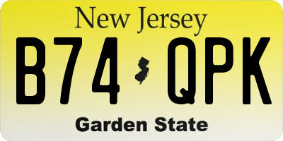 NJ license plate B74QPK