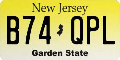 NJ license plate B74QPL