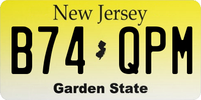NJ license plate B74QPM