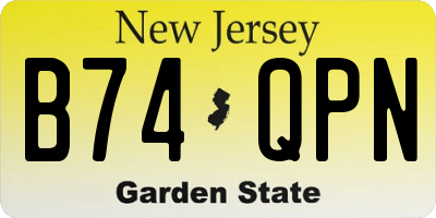 NJ license plate B74QPN