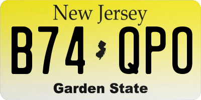 NJ license plate B74QPO