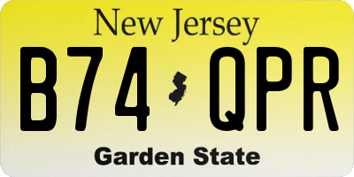 NJ license plate B74QPR