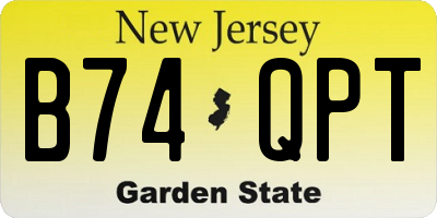NJ license plate B74QPT