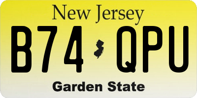 NJ license plate B74QPU