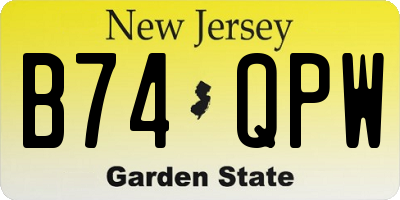 NJ license plate B74QPW