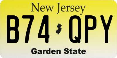 NJ license plate B74QPY