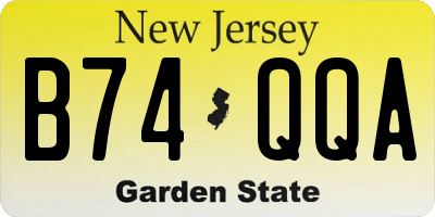 NJ license plate B74QQA