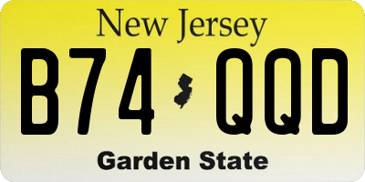 NJ license plate B74QQD
