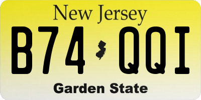 NJ license plate B74QQI