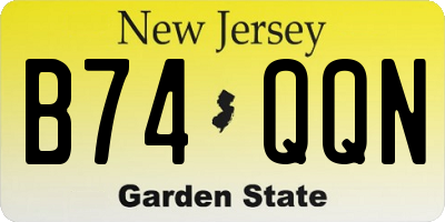 NJ license plate B74QQN