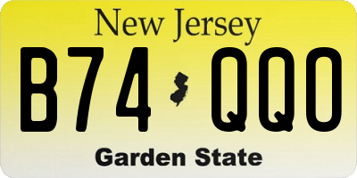 NJ license plate B74QQO