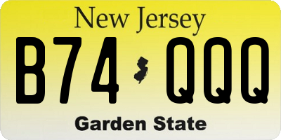 NJ license plate B74QQQ