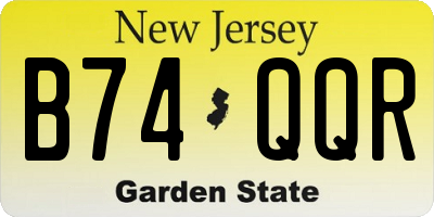 NJ license plate B74QQR