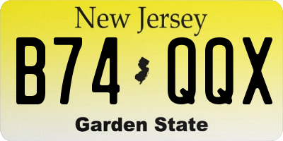 NJ license plate B74QQX
