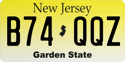 NJ license plate B74QQZ
