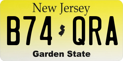 NJ license plate B74QRA