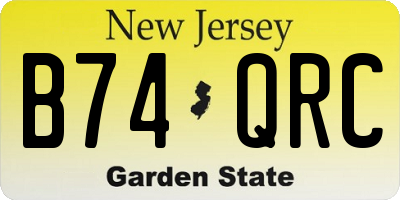 NJ license plate B74QRC